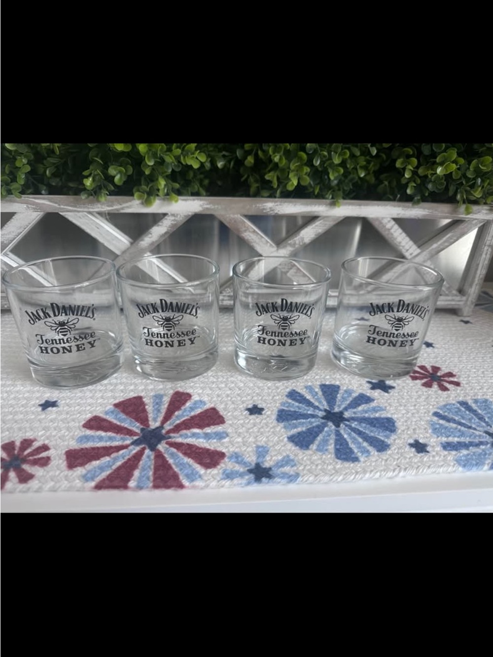 Jack Daniels Clear Glass Tennessee Honey Shot Glasses - Set of 4